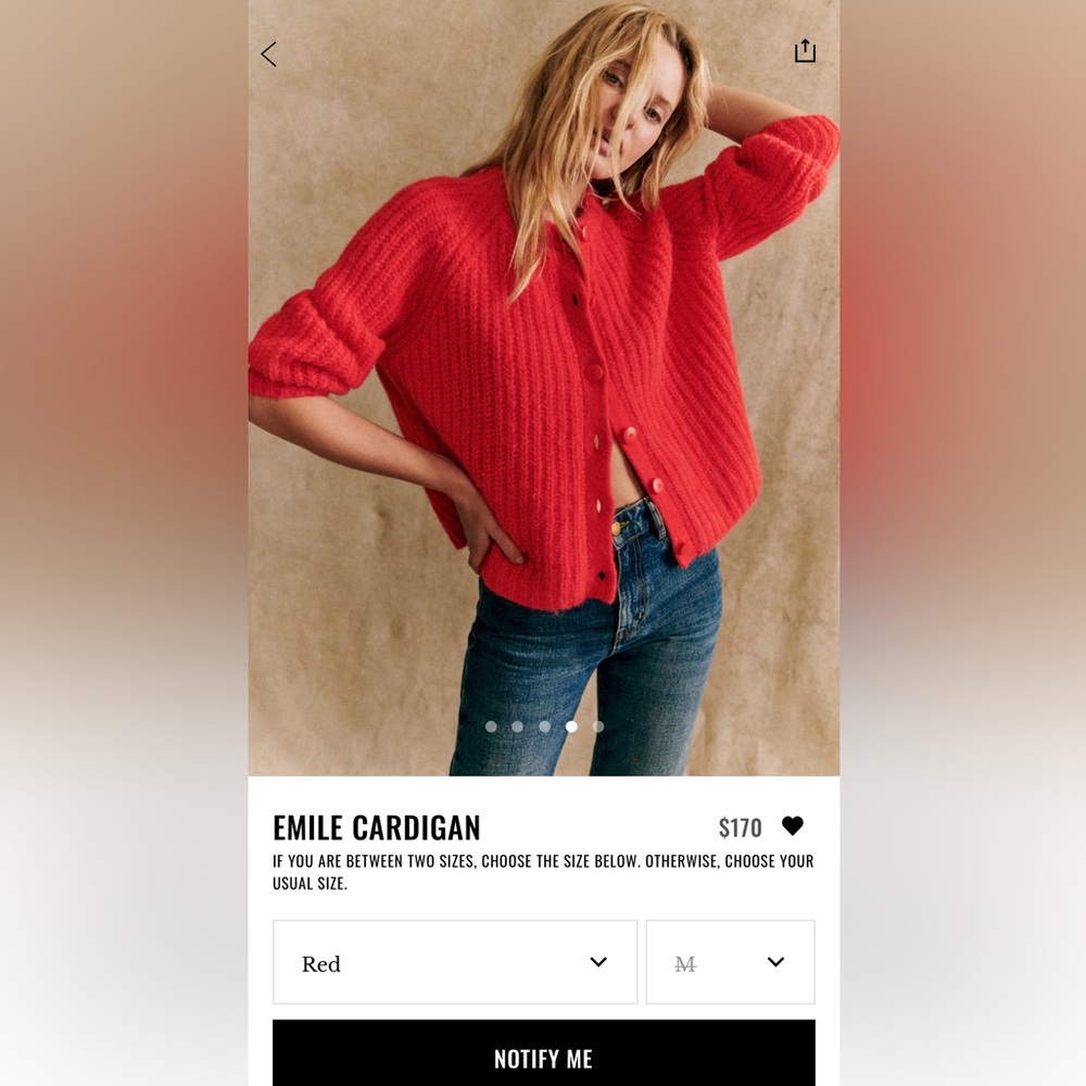 Sézane emile cardigan - red size medium